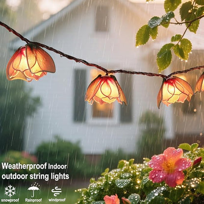 TWINKVILLA Decorative String Lights Plug in with 10 Bulbs, Flower Garland Fairy Lights Connectable Weatherproof Outdoor Indoor for Wedding Garden Pergola Bedroom Porch Floral Home Decor (Multicolor)