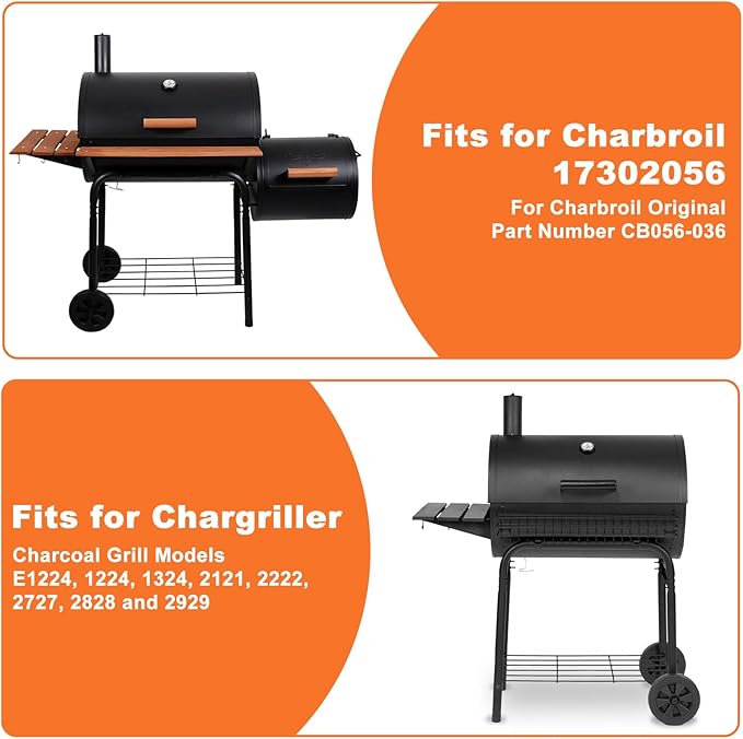 27 Inch Ash Pan Replacement for Chargriller 1224, 1324, 2121, 2222, 2727, 2828, 2929, Charbroil 17302056 Charcoal Grills, Charcoal Tray Grates with 2pcs Fire Grate Hangers for Chargriller Parts