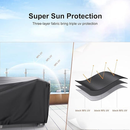 Patio Furniture Set Cover Waterproof, Mrrihand Outdoor Sectional Sofa Set Cover Heavy Duty 600D Table and Chair Set Cover 84" L× 44" W× 23" H