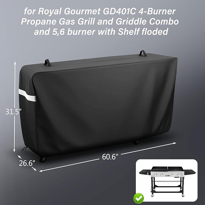 Cover for Royal Gourmet GD401 4 Burner Flat Top Grill Griddle Combo, Grill Cover for Royal Gourmet Gas Grill Combo Griddle GD402 GD403, Heavy Duty Waterproof Anti-UV