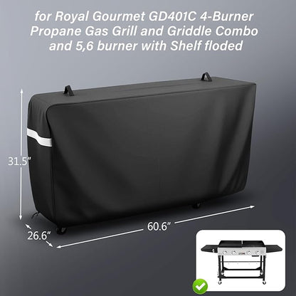 Cover for Royal Gourmet GD401 4 Burner Flat Top Grill Griddle Combo, Grill Cover for Royal Gourmet Gas Grill Combo Griddle GD402 GD403, Heavy Duty Waterproof Anti-UV