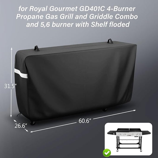 Cover for Royal Gourmet GD401 4 Burner Flat Top Grill Griddle Combo, Grill Cover for Royal Gourmet Gas Grill Combo Griddle GD402 GD403, Heavy Duty Waterproof Anti-UV