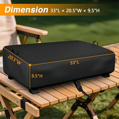 EVRBUL Table Top Grill Cover Compatible with Royal Gourmet PD1305H 3-in-1 Grill Griddle Combo, Waterproof Heavy Duty 600D Portable Griddle Cover 33"L×20.5"W×9.5"H, Windproof Tabletop BBQ Grill Cover