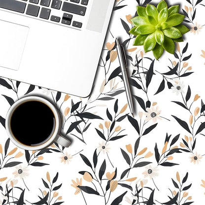 Floral Square Tablecloth Black and Yellow Leaves Flowers Table Cloth Perfect for Spring Home Decor 60x60 Inch Botanical Waterproof Resistant Table Cover for Kitchen Dining Room