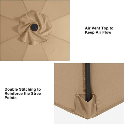 MASTERCANOPY Patio Umbrella 10ft Replacement Canopy for 8 Ribs-Khaki Canopy Only