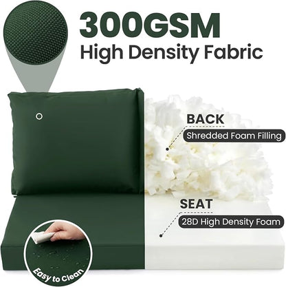 Outdoor Loveseat Cushion Set, 48" x 24" Loveseat Cushions for Outdoor Furniture, Waterproof & Fade-Resistant Patio Furniture Cushions, Deep Seat Cushion for Bench, Swing and Couch, ForestGreen