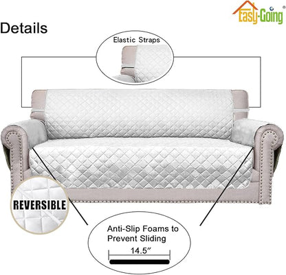 Easy-Going Reversible Couch Cover, 4 Seater Sofa, White/White | XX-Large Sofa, Washable Slipcover For Dogs, Water Resistant Mat, Living Room, Non-Slip Sofa Cover, Pet Friendly