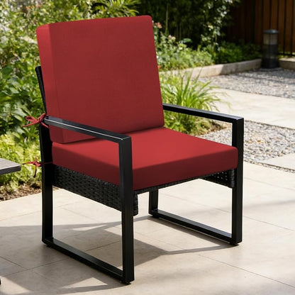Outdoor Chair Cushions Set of 2, 19x19x3 Inch Waterproof & Fade Resistant Patio Furniture Seat Cushions with Ties, Square Outdoor Dining Chair Cushions for Lawn, Garden, Deck & Yard, Burgundy