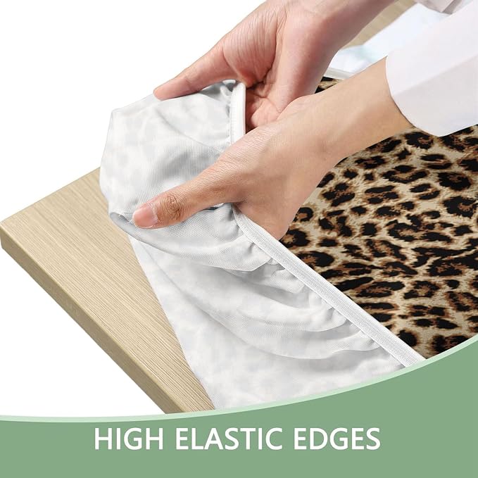 Irisbell Picnic Table Cover with Elastic Edge,6FT Wind Proof Wrinkleproof Fitted Tablecloth Cover Camping Beach Patio Rectangle Table Cloth for Indoor Outdoor (Leopard, 30'' x 72'')