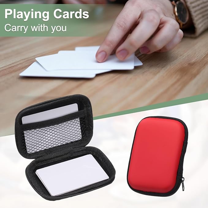 2Pcs Card Game Case, Soft Cloth Playing Waterproof Card Storage Travel Game Case Compatible for Outdoor Gaming Camping, Red