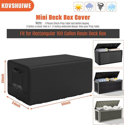 Kovshuiwe Deck Box Cover 50" L x 24" W x 24" H, 600D Oxford Cloth | 100 Gallon Deck Storage Box Bin Cover Keeping for Rectangular Resin Storage Box, Patio Bin Container Boxes Covers, Black