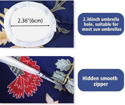 Outdoor Tablecloth with Umbrella Hole Elegant Zipper Patio Table Cloth for Outdoor Patio Garden Yard Decor
