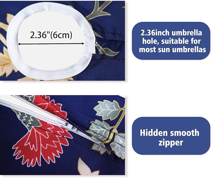 Outdoor Tablecloth with Umbrella Hole Elegant Zipper Patio Table Cloth for Outdoor Patio Garden Yard Decor