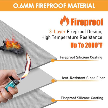 3'x4' Fireproof Heat Shield for Wall Behind Grill Protect Deck Fence from Grill Heat, Heat Shield Grill Mat, Stove Wall Protector Fridge, Grill Mat Accessories Compatible with Blackstone, Grey