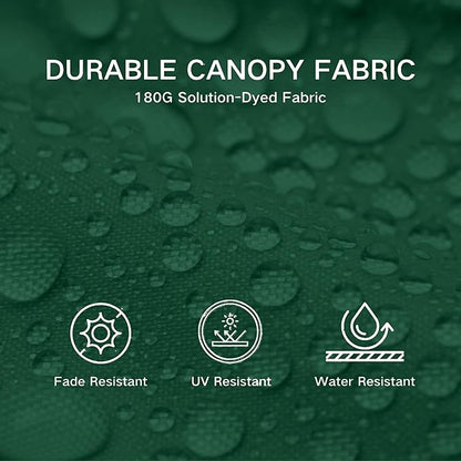 Kingdura 9ft 3-Tier Patio Umbrella with Solar Lights, Table Umbrella Outdoor Patio with Easy Crank & Tilt, 8 Sturdy Ribs, UV Protection, 32 LED Lights for Deck, Poolside, Market (Dark green)