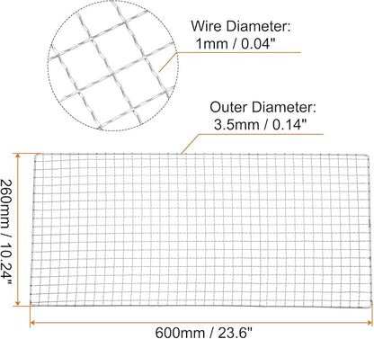 HARFINGTON Square BBQ Grill Net 26x60cm Electroplated Stainless Steel Barbecue Mesh Mat for Baking Smoking Charcoal Grilling Roasting