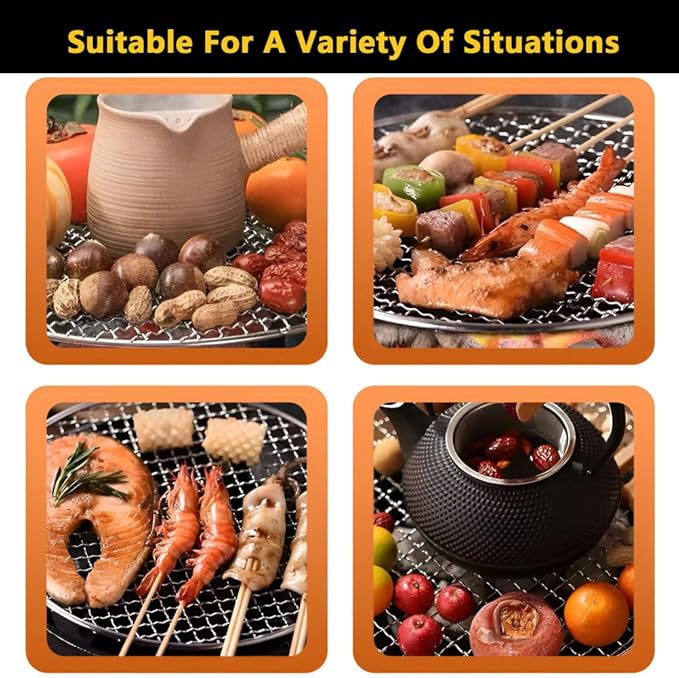AIZYR BBQ Charcoal Grill, Portable Household Charcoal Barbecue Grill Tabletop Charcoal Stove Camping Grill for Party Outdoor Picnics Hiking,26cm