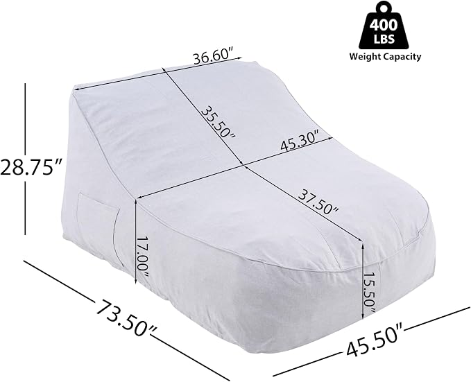 Christopher Knight Home Hilar Outdoor Bean Bag Chair, Fabric Bean Bag Lounger for Adults and Kids, Outdoor Comfy Reading Chair, Patio Lounge Sofa for Poolside Garden, Gray
