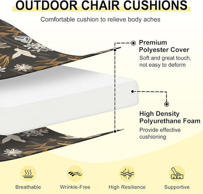 downluxe Outdoor Chair Cushions Set of 4 for Patio Furniture, Water-Resistant Patio Chair Cushions with Ties, High Density Foam Outdoor Seat Cushion, 17" X 16" X 2", Nightbird