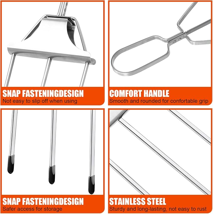 SHIKORI 3 Way Kabob Skewer,17''Stainless Steel Barbecue Fork 3 Pcs | Kabob Sticks With Push Bar Reusable Metal Skewer for Outdoor BBQ Meat Chicken Veggies Camping ,Food Grade,Rustproof