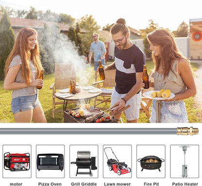 12FT, 24FT, 36FT, 56FT 3/4" ID Natural Gas Hose with Quick Connect | 3/4" ID Natural Gas Hose with Quick Connect Fittings for NG/LP Propane Appliances, Grill,Patio Heaters,Generators