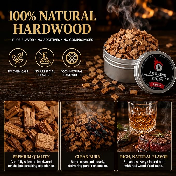Cocktail Smoker Wood Chips, 12 Flavors Natural Wood Chips for Cocktail Smoker Kit, 12 x 1oz Premium Whiskey Smoking Chips for Bourbon, Old Fashioned, BBQ & Grilling