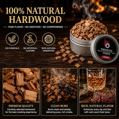 Cocktail Smoker Wood Chips, 12 Flavors Natural Wood Chips for Cocktail Smoker Kit, 12 x 1oz Premium Whiskey Smoking Chips for Bourbon, Old Fashioned, BBQ & Grilling