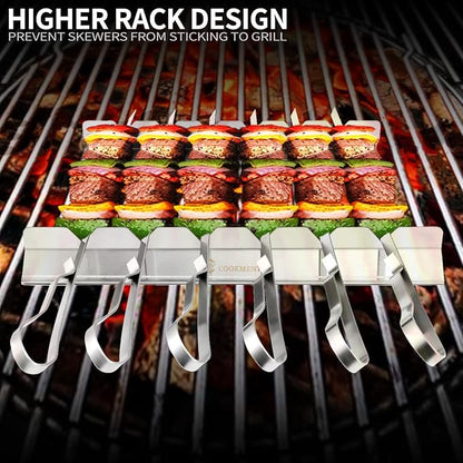 Kabob Rack For Kebab Skewers - Stainless Steel BBQ Rack | Build Compatible with Wood, Round, Metal, Flat or Bamboo Skewers - BBQ Grilling Accessories by JY COOKMENT