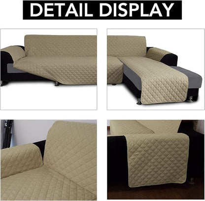 Easy-Going Sofa Slipcover L Shape Sofa Cover Sectional Couch Cover Furniture Protector Mat for Pets Dog Cat (X-Large, Beige/Beige) | Soft Sofa Slipcover For Dogs, Fits Left/Right Chaise Lounge Protector, Water Resistant Mat For Living Room