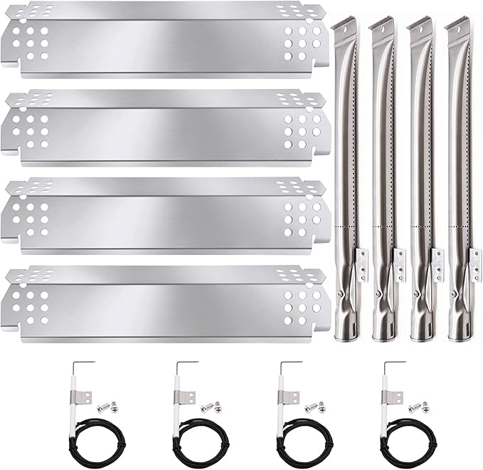 Criditpid Grill Replacement Parts for Nexgrill 4 Burner 720-0830H, 720-0783E, 5 Burner 720-0888N, 720-0888, Grill Heat Shield Plates, Burners and Igniter Kit for Home Depot Nexgrill Replacement Parts