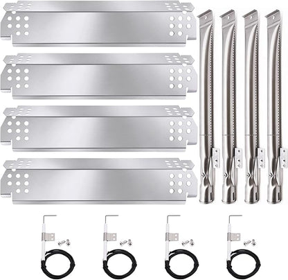 Criditpid Grill Replacement Parts for Nexgrill 4 Burner 720-0830H, 720-0783E, 5 Burner 720-0888N, 720-0888, Grill Heat Shield Plates, Burners and Igniter Kit for Home Depot Nexgrill Replacement Parts
