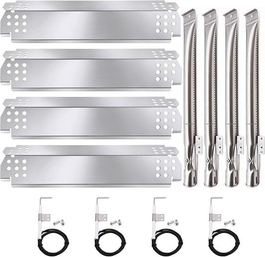 Criditpid Grill Replacement Parts for Nexgrill 4 Burner 720-0830H, 720-0783E, 5 Burner 720-0888N, 720-0888, Grill Heat Shield Plates, Burners and Igniter Kit for Home Depot Nexgrill Replacement Parts