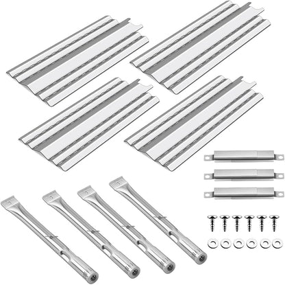 Grill Replacement Parts for Kenmore 415.23667310, Charbroil 463439915 | Zemibi 14.75" Grill Heat Plates, Burner Tubes and Adjustable Crossover Tube, 4 Pack, Stainless Steel