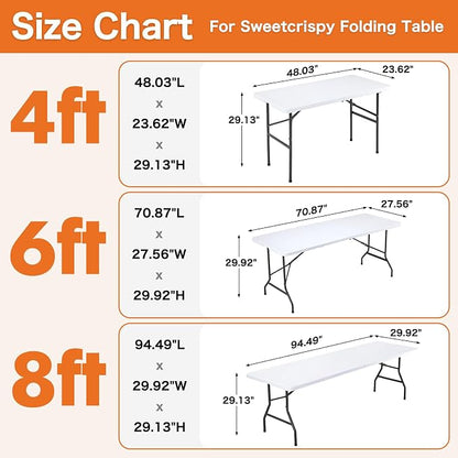 Sweetcrispy 6 FT Folding Picnic Table Easy to Fold and Store, Foldable Table for Camping Picnic Dining Party Kitchen Outdoor Indoor with Carrying Handle