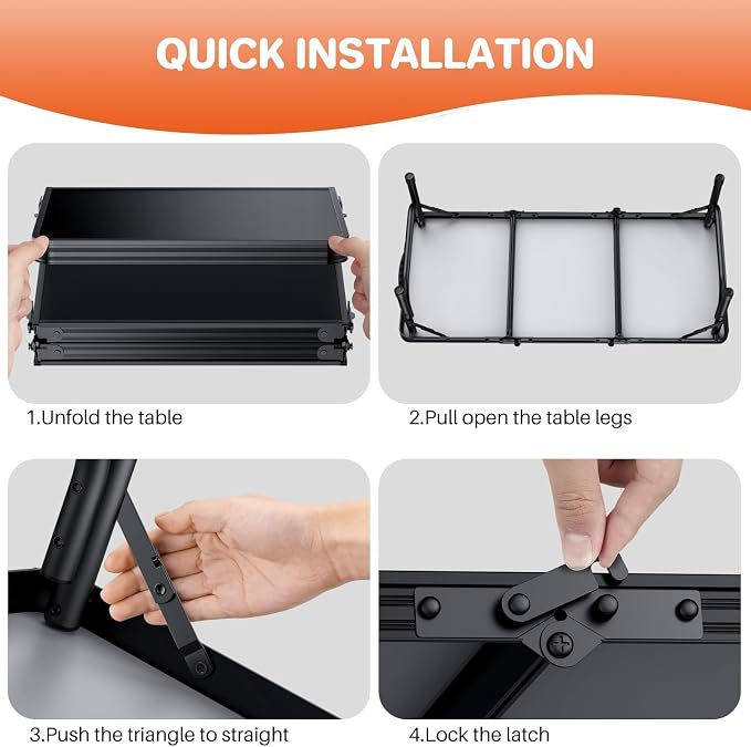 FUNYKICH 3ft Low Folding Camping Table with Carry Bag, 34.2'' Lx15.7'' W Portable Picnic Tables, Lightweight Thicker Aluminum Beach Table with Carry Handle for Beach, Camping, Picnic, Black