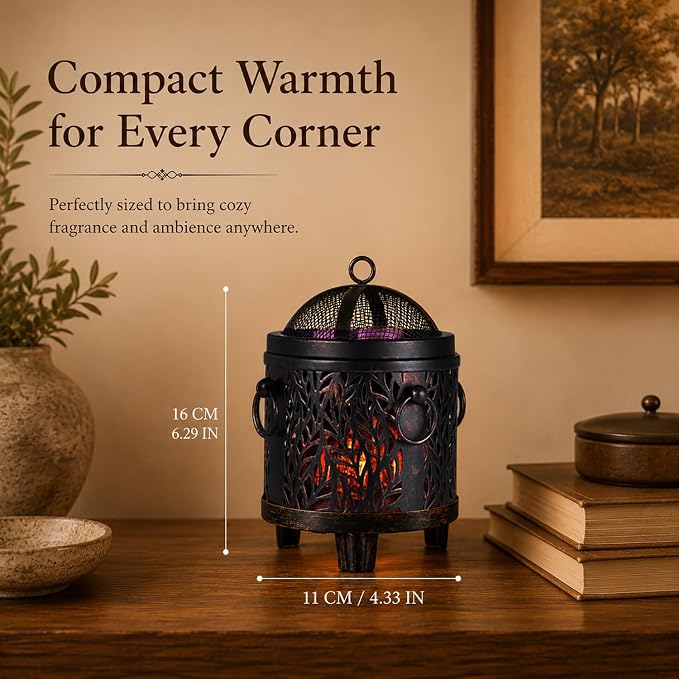 Dicimi Electric Wax Melt Warmer, 3-in-1 Flameless Candle Wax Warmer for Scented Wax Melts, Vintage Home Decor with Fireplace Glow, Safe Wax Burner for Jar Candles & Mug Warmer, Gift for Women