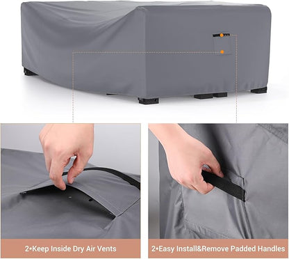 Mrrihand Heavy Duty Patio Furniture Covers, Outdoor Furniture Covers Waterproof Sectional Sofa Set, Patio Table and Chair Set Cover 78" L×62" W×30" H,Grey