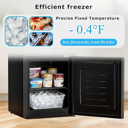 Antarctic Star 2.6 Cu. Ft Compact Beverage Refrigerator with Freezer, Mini Fridge, Adjustable Temp, Reversible Door, LED Light for Home Office Bar Bedroom