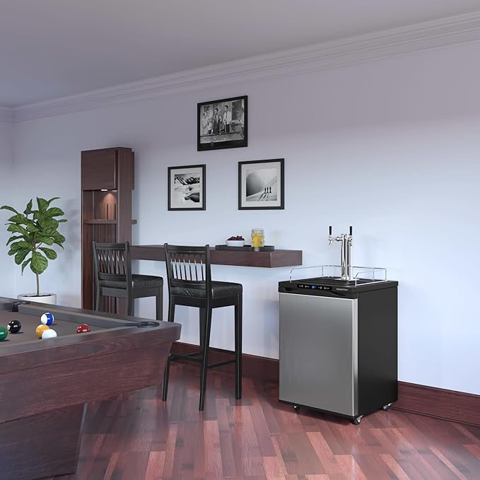 EdgeStar KC3000TWIN Full Size Dual Tap Kegerator with Digital Display - Black