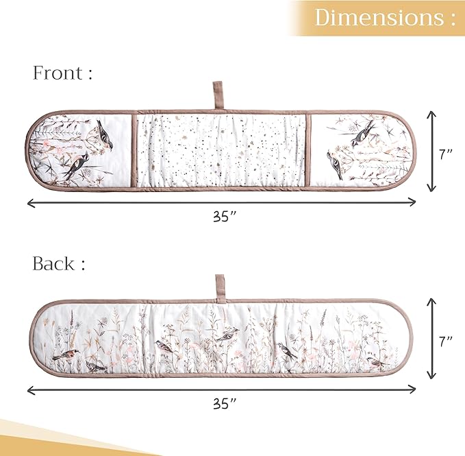 Maison d' Hermine Double Oven Mitts 100% Cotton 7"x35" Double Oven Mitt Heat Resistant BBQ Cooking Gloves with Loop Baking Grilling Kitchen Hotel Home Farmhouse Spring Summer (Meadow Florals - Brown)