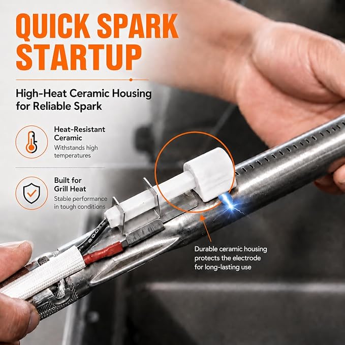 GRISUN 7642 Grill Igniter for Weber Spirit 310 210 2013 Up Front Panel | Fits Weber Spirit 200 and 300 series with up-front controls, model year 2013 and newer, plug-and-play igniter kit