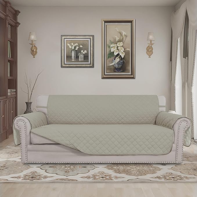 Easy-Going Reversible Couch Cover, 3 Cushion Sofa, X-Large, Beige/Beige | Machine Washable Slipcover For Dogs, Water Resistant Furniture Mat For Living Room, Non-Slip Sofa Cover, Pet Friendly