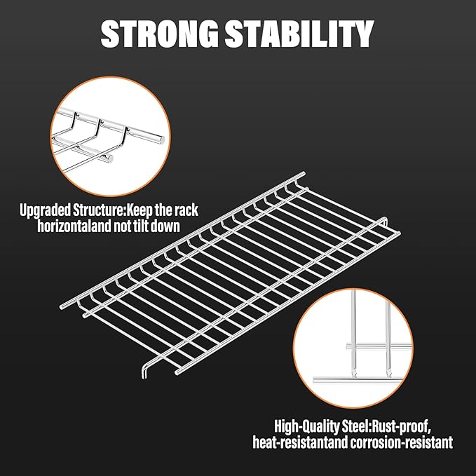Utheer Stainless Steel Warming Rack for Nexgrill 720-0864 720-0864R Gas Grills, 16.8" x 7.2" Stainless Steel Upper Warming Rack Replacement for Nexgrill 2 Burner Grill
