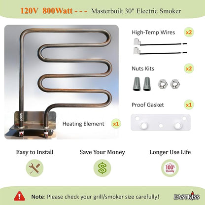 800 Watt Heating Element for Masterbuilt 30 inch Digital Electric Smoker | 9907120011 - element kit - 800 watt;Heating element kit for Char-Broil digital 725 vertical smoker;fixed GFCI outlet tripping