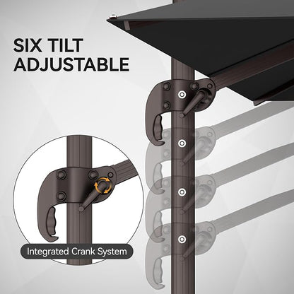 9x12FT Cantilever Patio Umbrella Heavy-Duty Aluminum | 360° Rotating Double Canopy Rectangular Offset Umbrella for Pool, Deck, Garden & Backyard, Grey