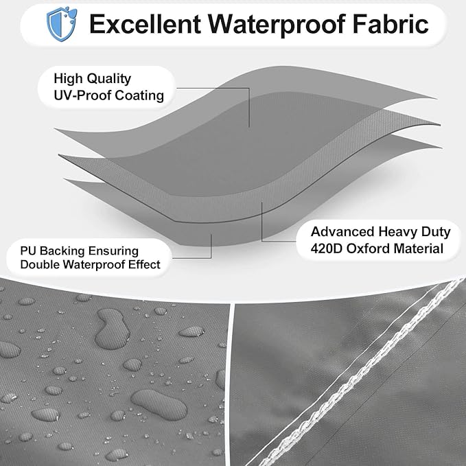 OutdoorLines Waterproof Heavy Duty BBQ Grill Cover - Universal Barbecue Grill Covers UV Resistant Barbeque Gas Grill Cover for Outdoor Outside Grill, 72L x 26W x 51H Inch, Gray