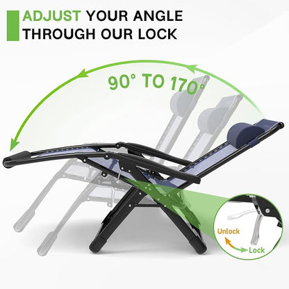ZENPETIO Oversized Zero Gravity Chair, 33In XXL 500LBS with Cushion | Anti Gravity Recliner Lounge Chair with Aluminum Alloy Lock & Footrest, 90-170° Adjustable, for Lawn Patio Indoor Outdoor