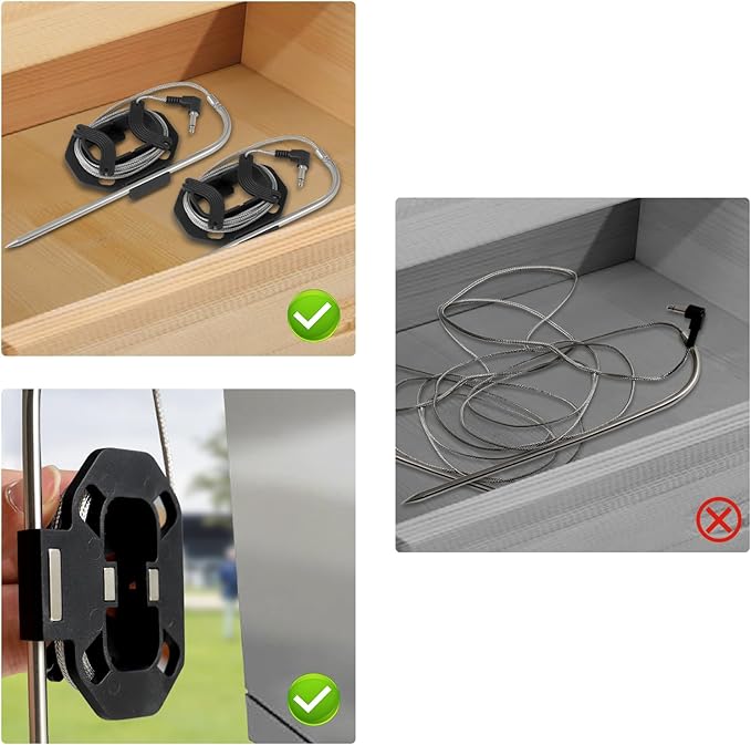 SIUDANGKA Magnetic Meat Probe Organizer, 3 Pack Upgraded Thermometer Probe Holder Grill Accessory Organizer Compatible with Traeger/Pit Boss/ThermoPro/Weber Probe