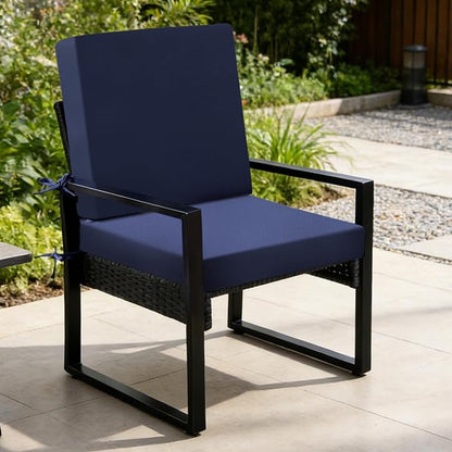 Outdoor Chair Cushions Set of 2, 19x19x3 Inch Waterproof & Fade Resistant Patio Furniture Seat Cushions with Ties, Square Outdoor Dining Chair Cushions for Lawn, Garden, Deck & Yard, Navy Blue