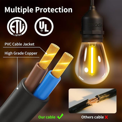 74FT Outdoor String Lights, Outdoor Lights for Patio,with 36+4 LED RGBW Color Change,3000K Bright White Waterproof Bulbs, Dimmer & Remote, Customized 12 Colors & 4 Modes, for Backyard Decor